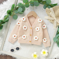 V-Neck Daisy Knit Toddler Cardigan