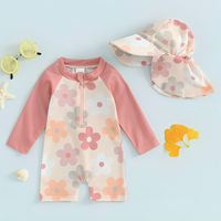 Long Sleeve Floral Zip Up Baby Swimsuit