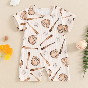 Short Sleeve Baseball Baby Romper