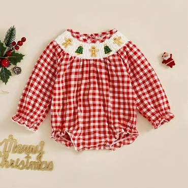 Vintage Long Sleeve Plaid Christmas Romper