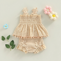 Solid Color Pleated Ruffle Baby Set