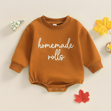 Homemade Rolls Embroidered Romper Bodysuit