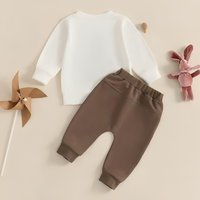 Long Sleeve Brown Bunny Embroidered Baby Set