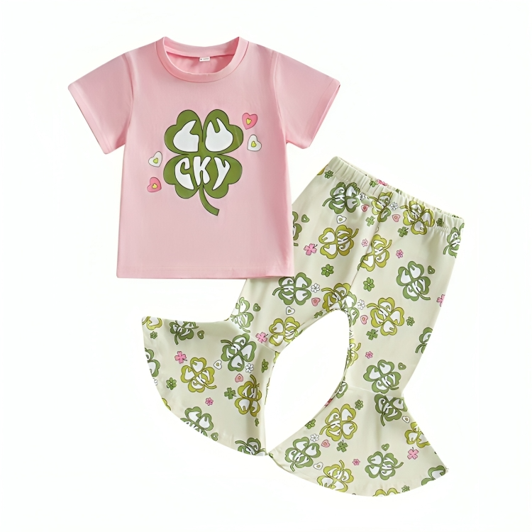 Lucky Pink Tee Flared Pants Toddler Set