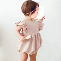 Ruffled Cotton Linen Sleeveless Romper