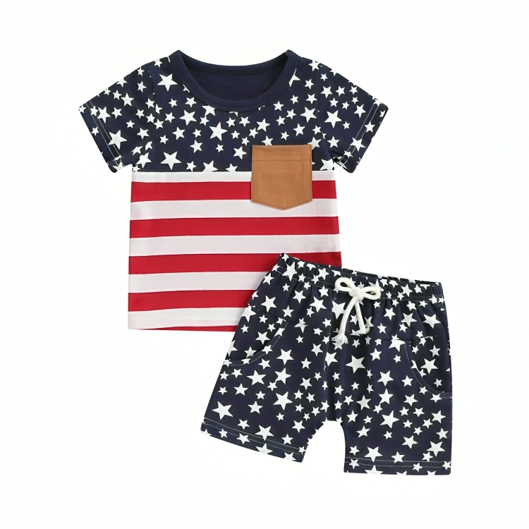 Short Sleeve Stars and Stripes Baby Set