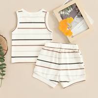 Summer Sleeveless Striped Tank Top Baby Set