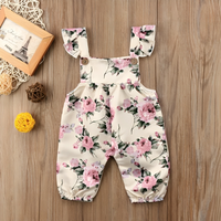 Off-Shoulder Floral Print Baby Jumpsuit