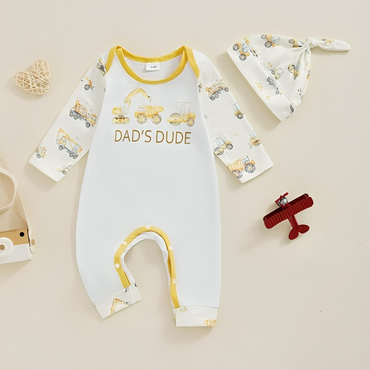 "Dad's Dude" Pattern Cotton Jumpsuit