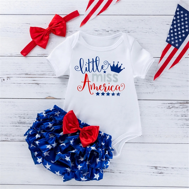 Miss America Print Baby Shorts Set