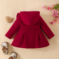 Elegant Ruffled Long Sleeve Fleece Coat