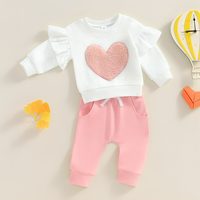 Long Sleeve Waffle Heart Baby Set