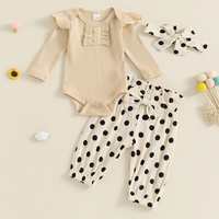 Long Sleeve Polka Dot Ruffled Baby Set