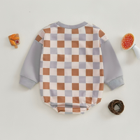 Long Sleeve Plaid Cotton Sweatshirt Bodysuit