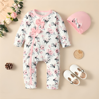 Floral Flower Bow Bodysuit Romper Set