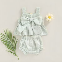 Floral Plaid Bowknot Baby Set