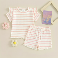 Ruffled Sleeve Striped Toddler Set