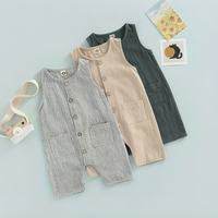 Sleeveless Buttoned Overall Baby Jumpsuit