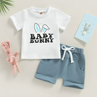 Baby Bunny Print Solid Baby Set