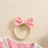 Long Sleeve Pink Heart Bow Ruffle Bodysuit