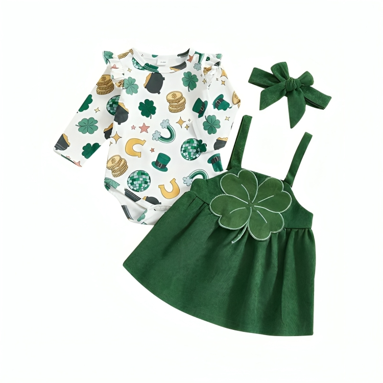 St. Patrick's Day Suspender Skirt Baby Set