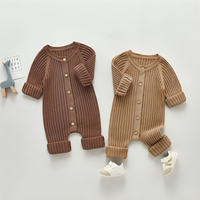 Long Sleeve Ribbed Knitted Baby Jumpsuit