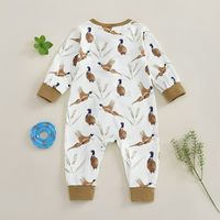 Long Sleeve Bird Zipper Baby Jumpsuit