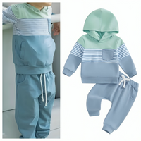 Color Block Striped Hoodie Baby Set