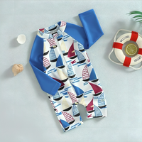 Long Sleeve Sailboat Zipper Baby Swimsuit