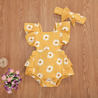 Cute Daisy Floral Sleeveless Soft Cotton Rompers