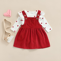 Valentine's Day Red Suspender Skirt Baby Set