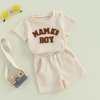 "Mama's Boy" Embroidery Waffle Knit Baby Set