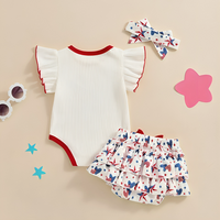 Flying Sleeve Happy 4th of July Baby Set