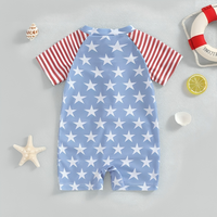 Short Sleeve American Zipper Baby Swimsuit