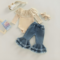 Boho Flared Denim Jeans Baby Set