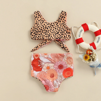 Sleeveless Leopard Floral Toddler Swimsuit