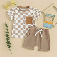 Short Sleeve Checkered Palms Baby Set