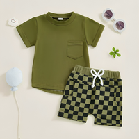 Short Sleeve Checkered Shorts Baby Set