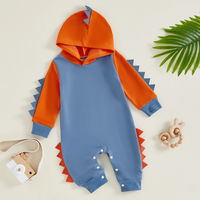 Long Sleeve Dino Hooded Baby Jumpsuit