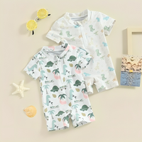 Short Sleeve Dino Zipper Baby Swimsuit