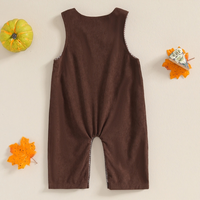 Sleeveless Embroidered Thanksgiving Baby Jumpsuit