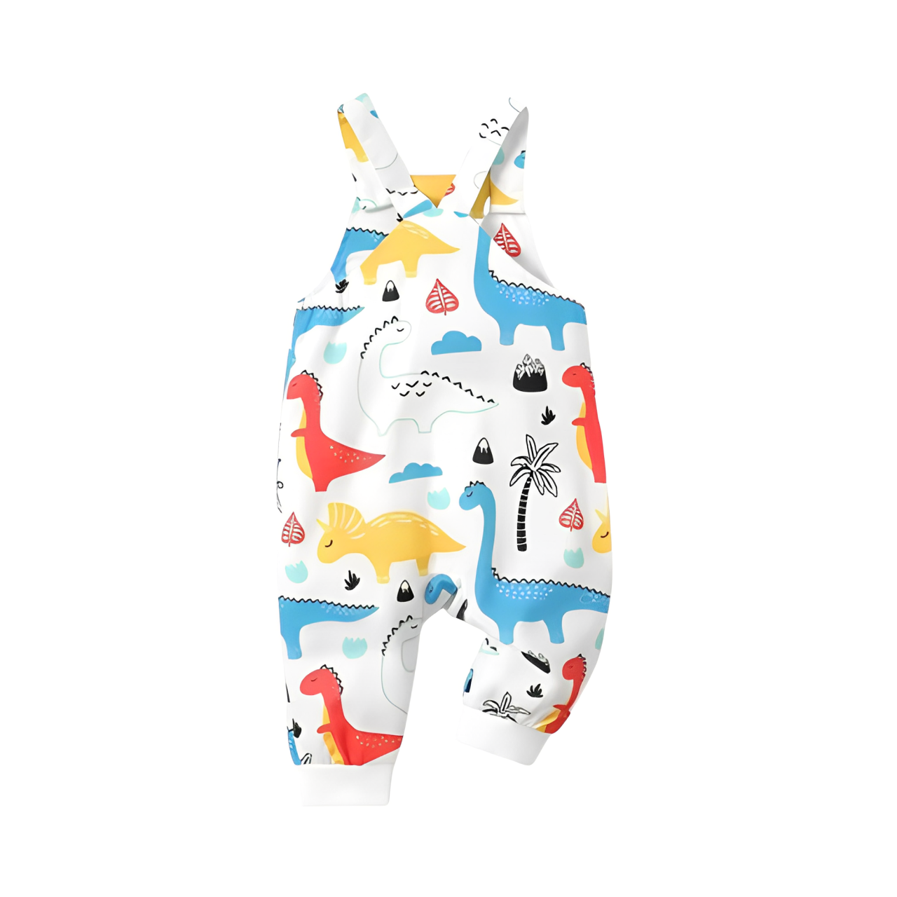 Colorful Dinosaur Print Overalls Jumpsuit