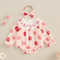 Mama's Girl Embroidered Floral Baby Romper