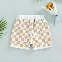 Brown Checkered Elastic Baby Shorts