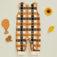 Sleeveless Checkered Pattern Thanksgiving Jumpsuit