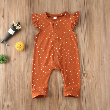 Orange Polka Dot Ruffles Baby Jumpsuit