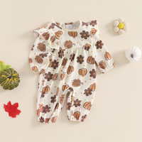 Long Sleeve Floral Pumpkin Baby Jumpsuit