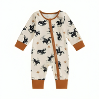 Long Sleeve Zipper Cowboys Baby Jumpsuit