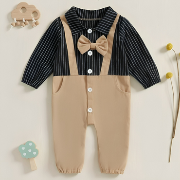 Long Sleeve Striped Gentleman Baby Jumpsuit