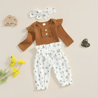 Long Sleeve Floral Ruffled Baby Set